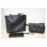 Set Black Unbranded Purse, Handbag And Wristlet