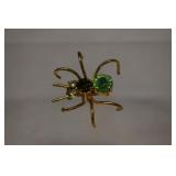 Vintage Spider Brooch w/Uranium Glass Stone