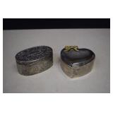 Two Silver Plate Jewelry Boxes - One Made In Hong