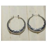 Sterling Hoop Earrings w/ Scrollwork