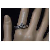 Sterling Crown & Heart Claddagh Ring  Sz 11