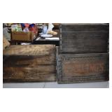 Three Vintage Wood Crates, One Is Carlings Beer
