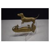 Two Small Vintage Brass Dutch Hounds