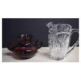 Amethyst Glass Amphora Vase &  Crystal