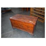 Rolling Ornate Inlay Cedar Chest