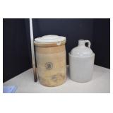 Old Butter Churn Crock & Pottery Crok Jug *NOTES*