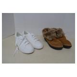 Lot Pair Isotoner House Shoes  White Tennis Shoes