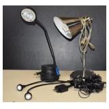 Two Desk Lamps & Clamp Lights All Work