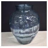 Large Blue Ice Embossed Flower Vase
