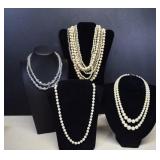 Four Vintage Pearl/Glass Costume Jewelry - Very