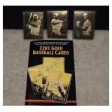 Three 22kt Gold Foil Babe Ruth, Lou Gehrig & Jim