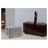 Lot Vintage Sewing Basket & 3 Containers Thread