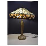 Lovely Dual Light Stained Glass Lamp,Small Chip,