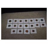 (18) Wheat Pennies  1918 to 1957-D Mix