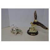 Vintage Eagle Figurine & Elephant Musical Figurine