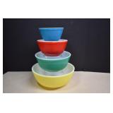 Vtg. Pyrex Primary Colors Nesting Mixing Bowl Set