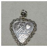 Sterling .999 Fine 'I Love You' Heart Pendant