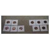 (10) Unc. Memorial & Shield Pennies
