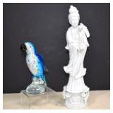 Art Glass Parrot & Andrea By Sadek,Chinese Blanc