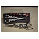 Silverplate Grape Shears,Fox & Vine In Box