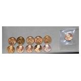 (11) Unc. Pennies  1962 to 2000-S - Some Proof