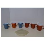 Vintage Lot Of 6 Pyrex Coffee Mugs & Lid
