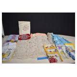 Vtg. hand Work Items,Aprons,& Hankies,Great Cond.