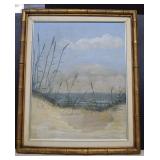 Beach Scene Paint On Canvas Signed B.F. Moody