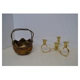 Vintage Ornate Brass Basket W/Bugs & Brass 4 Light