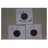 (3) Indian Head Pennies  1888, 1893 & 1907