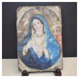 Vtg. 'Our Lady Of Sorrow' Retablo Painted On Tin