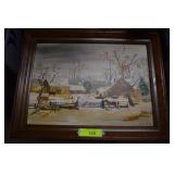 Original Oil Painting Winter Country Scene
