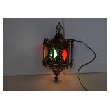 Vintage Moroccan Pierced Brass Hanging Lantern