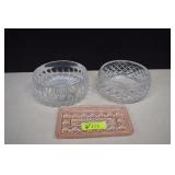 Two Glass Bowls & Pink Tray