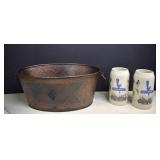 Dos Equis Hammered Metal Drink Tub & Two