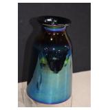 Hand Blown Amethyst & Blue Iridescent Art Glass