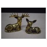 Two Vintage Soild Brass Deer