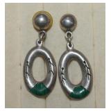 Sterling Malachite Drop Earrings    Mexico  TC-270