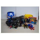 Batman & Superman Action Figures w/ Bat Mobile