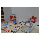 Vintage Lot Raggedy Ann Linens, Hand Towls, Sheets