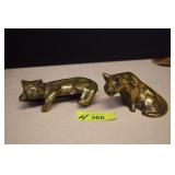 Two Vintage Brass Cats