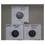 1888, 1898 & 1906 Indian Head Cents