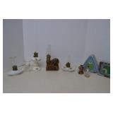 Vintage MISC Lot Mini Oil Lamps & Baseball Tins