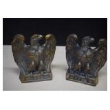 Vintage Brass American Bald Eagle Bookends By