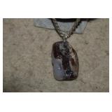 Lg Agate Nuggent on Silver Tone Chain