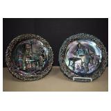 Two Vintage 1970 Fenton Carnival Glass Plates From