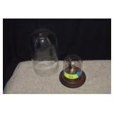 Geneva Quartz Pocket Watch w/ Glass Dome & Wooden