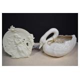 Porcelain Angel Nightlight & Vintage Swan Planter