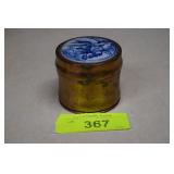 Vintage Brass Porcelain Top Snuff Jar