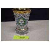 Vintage Gold Rim Raised Floral Painted Vase